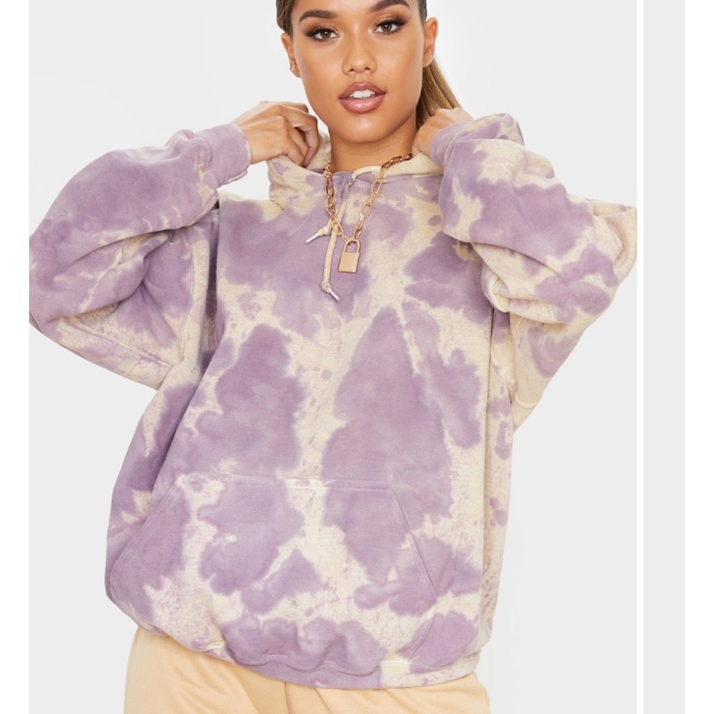 PRETTY LITTLE THING Washed Violet Acid Wash Oversized Hoodie